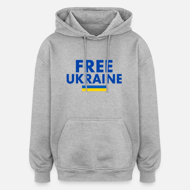 Ukraine - Sweat à capuche oversize unisexe - gris chiné