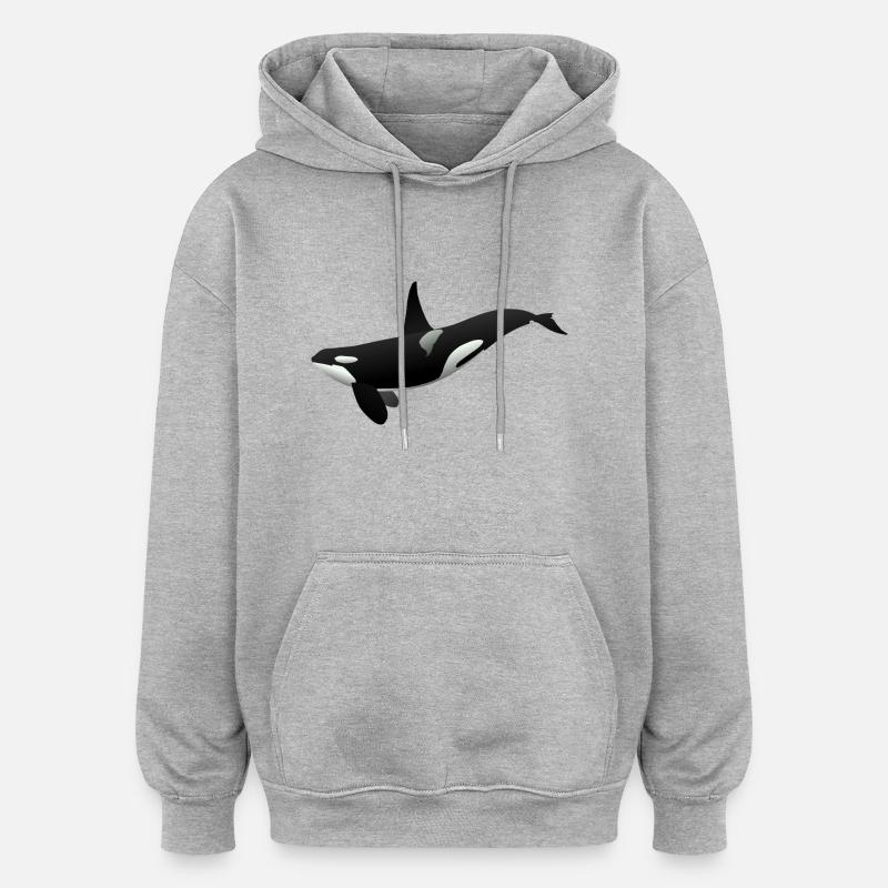 Orca - Sweat à capuche oversize unisexe - gris chiné