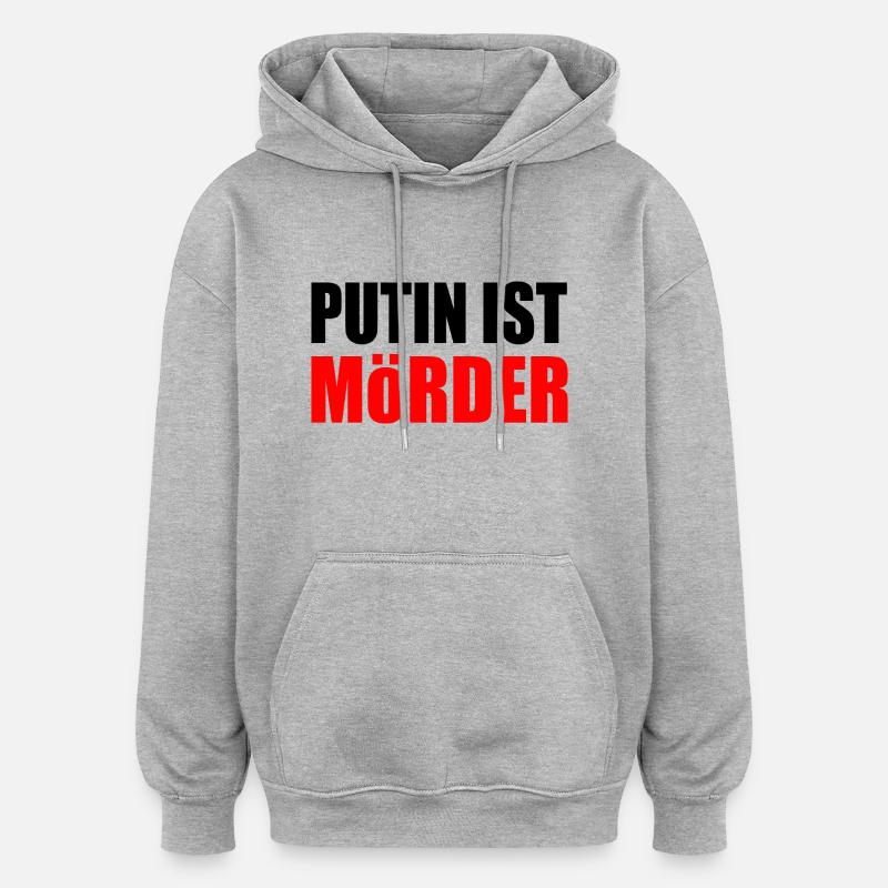 Poutine est meurtrier - Sweat à capuche oversize unisexe - gris chiné