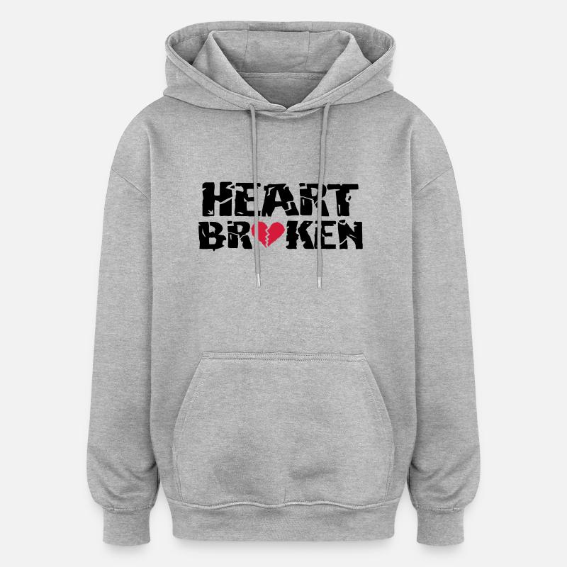 Herz <3Broken - Oversized Unisex Hoodie - Grau meliert