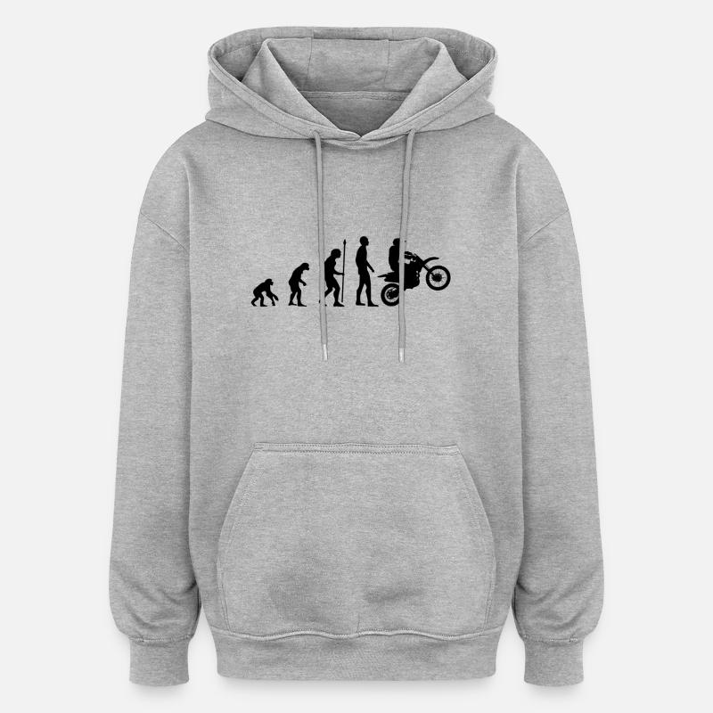 Motorrad Evolution - Oversized Unisex Hoodie - Grau meliert