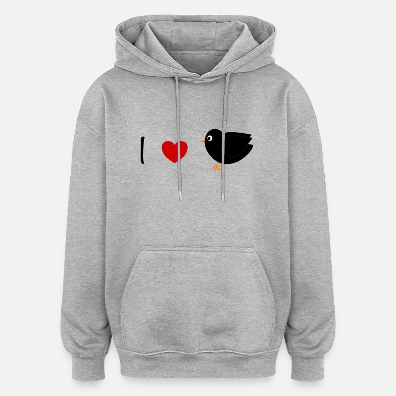 I love birds - Oversized Unisex Hoodie - heather grey