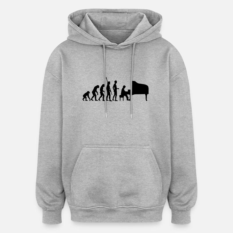 evolution_pianist - Sweat à capuche oversize unisexe - gris chiné