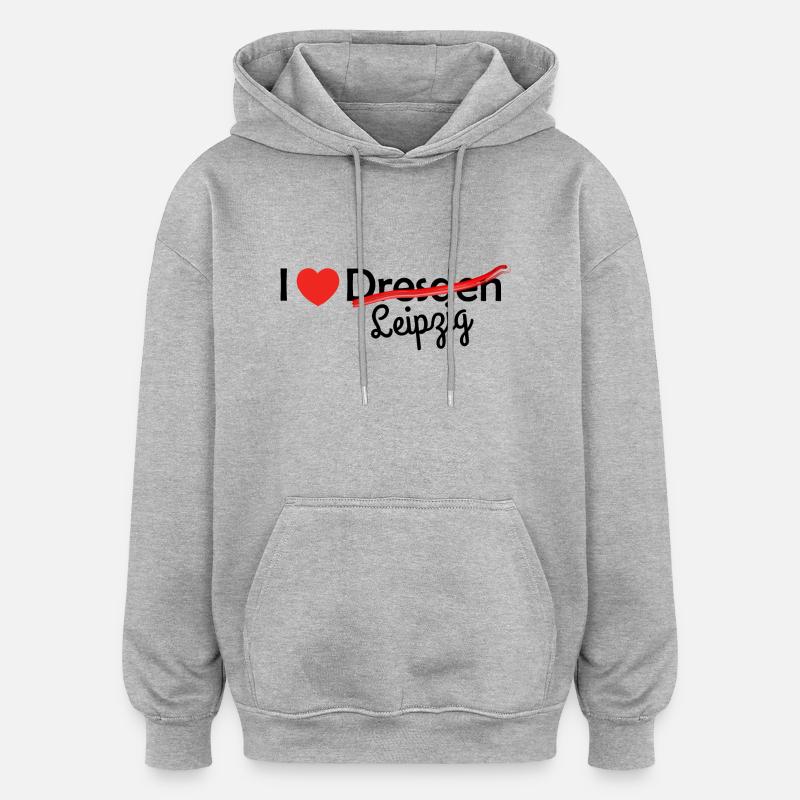 Leipzig! - Sweat à capuche oversize unisexe - gris chiné