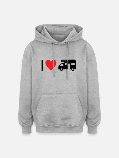 I love Camping - Oversized Unisex Hoodie - heather grey
