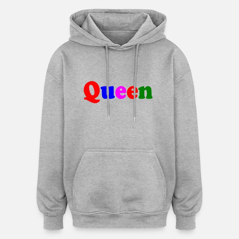 QUEEN - Sweat à capuche oversize unisexe - gris chiné