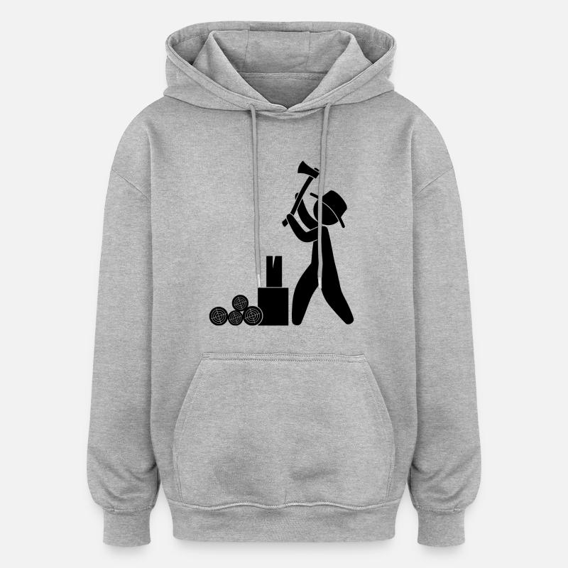Hache de bûcheron Ranger - Sweat à capuche oversize unisexe - gris chiné