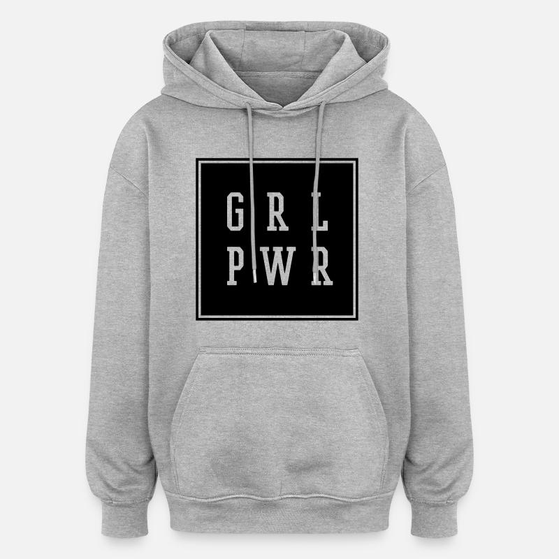 GRL PWR - Oversized Unisex Hoodie - Grau meliert