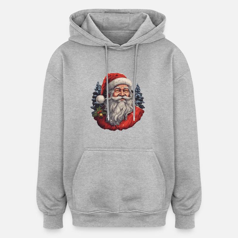 Père Noël - Sweat à capuche oversize unisexe - gris chiné