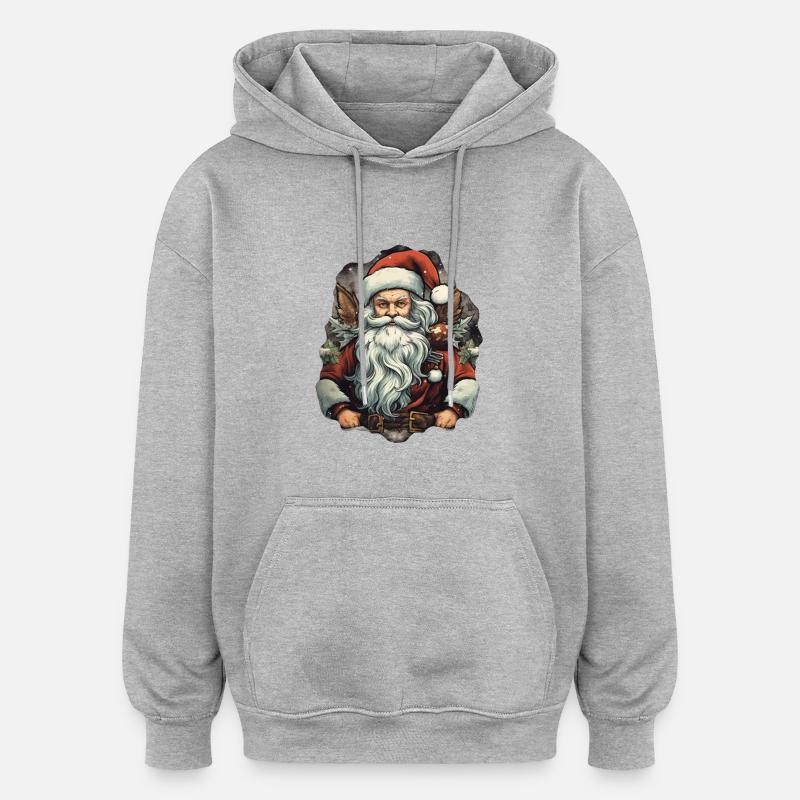 Père Noël - Sweat à capuche oversize unisexe - gris chiné