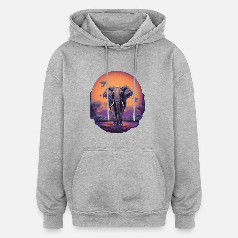 Elefant - Oversized Unisex Hoodie - Grau meliert