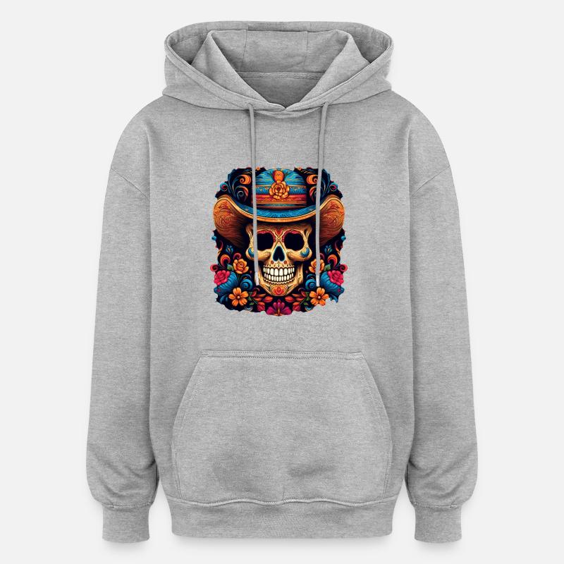 Cinco de Mayo Skull - Oversized Unisex Hoodie - heather grey