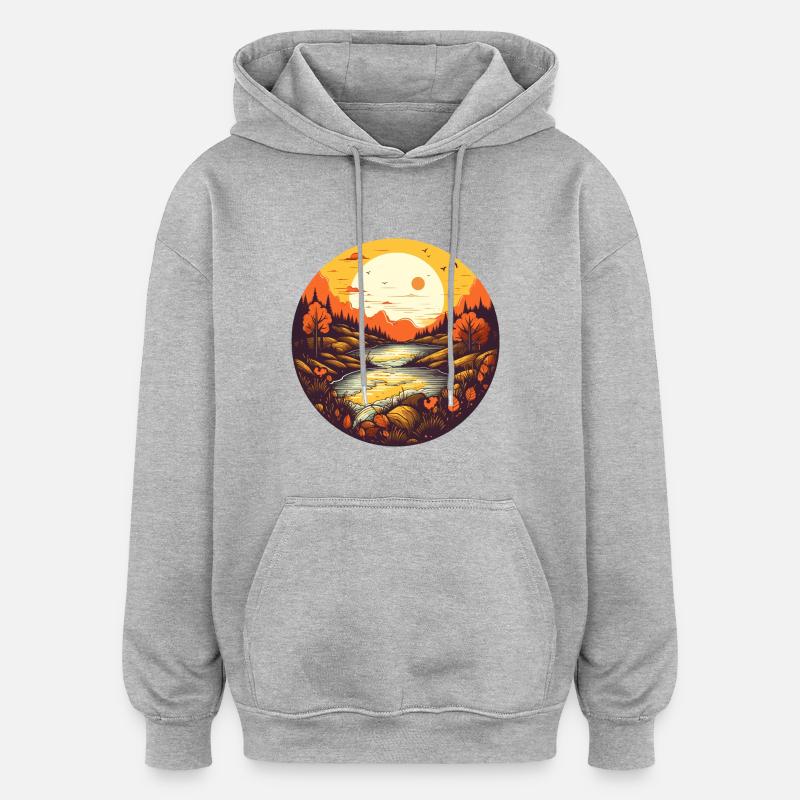 Herbstliche Landschaft - Oversized Unisex Hoodie - Grau meliert
