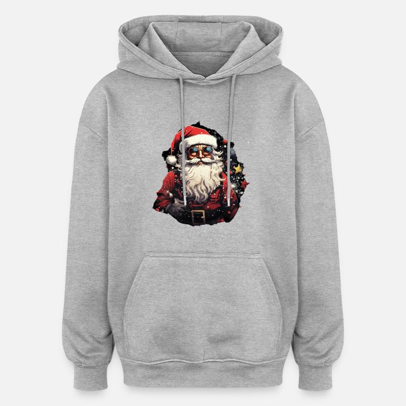 Weihnachtsmann - Oversized Unisex Hoodie - Grau meliert