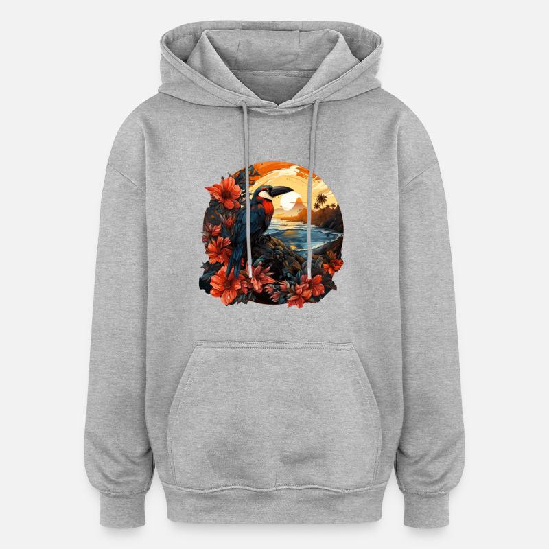 Tropical - Sweat à capuche oversize unisexe - gris chiné