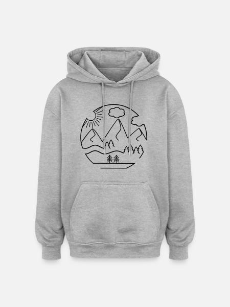 Berge - Oversized Unisex Hoodie - Grau meliert