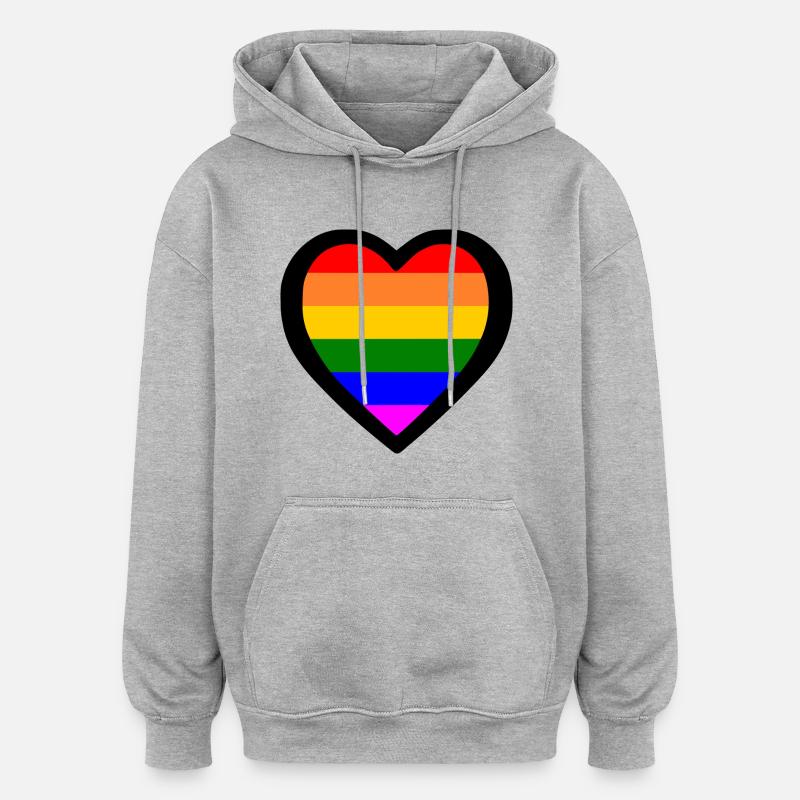 Lgbt - Sweat à capuche oversize unisexe - gris chiné