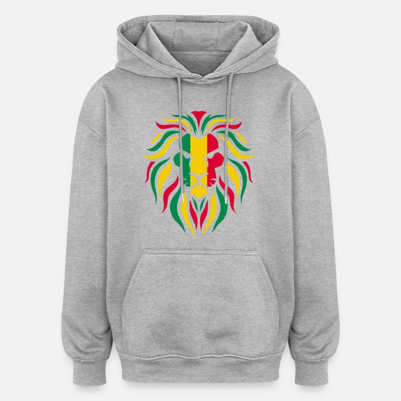 Reggae Rasta Lion - Sweat à capuche oversize unisexe - gris chiné