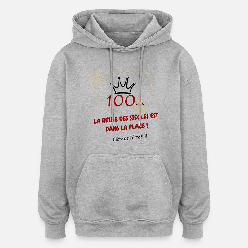100 ans - Sweat à capuche oversize unisexe - gris chiné