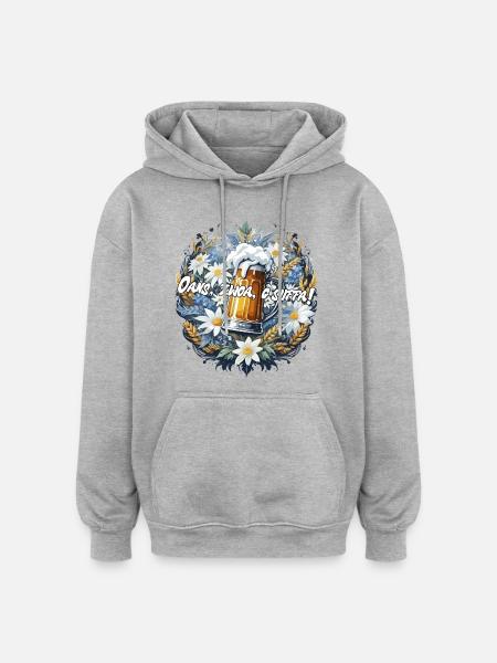 Bavarian Beer Festival Oans, two, g'suffa! - Oversized Unisex Hoodie - heather grey