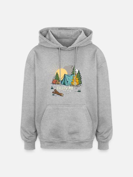 Outdoor Adventure Nature Motif - Oversized Unisex Hoodie - heather grey