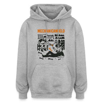 Mechanicangelo Shirt for Car Mechanics and Artists - Oversized Unisex Hoodie - heather grey - Front - Noah (186cm)