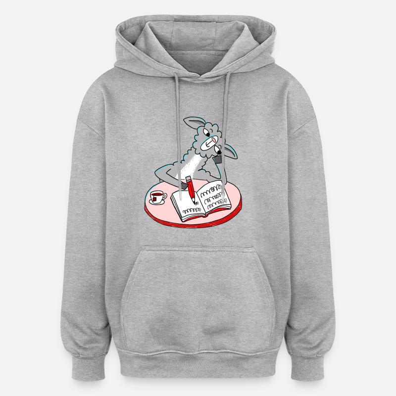 Lama écrit un journal - Sweat à capuche oversize unisexe - gris chiné