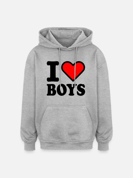I love boys - Oversized Unisex Hoodie - heather grey