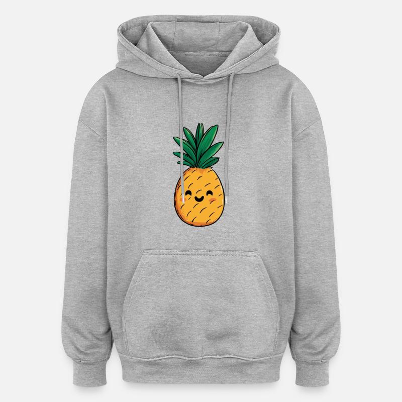 ananas heureux et rigolo - Sweat à capuche oversize unisexe - gris chiné