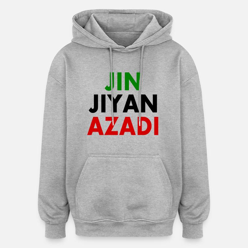 jin jiyan azadi - Sweat à capuche oversize unisexe - gris chiné