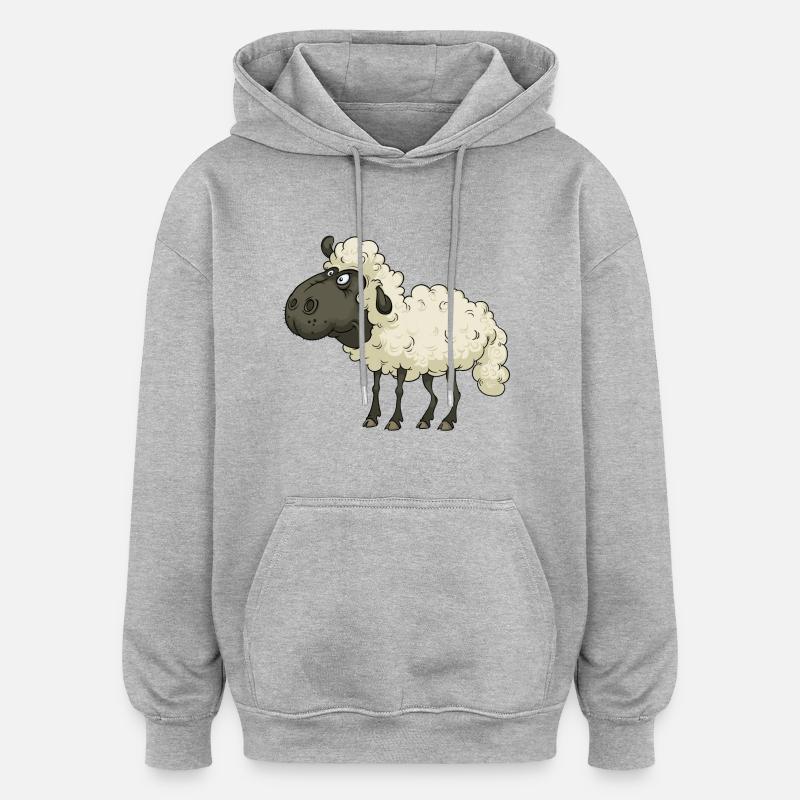 mouton - Sweat à capuche oversize unisexe - gris chiné