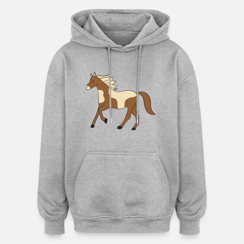 cheval - Sweat à capuche oversize unisexe - gris chiné