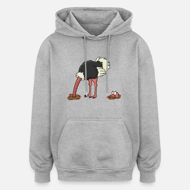 d'autruche - Sweat à capuche oversize unisexe - gris chiné