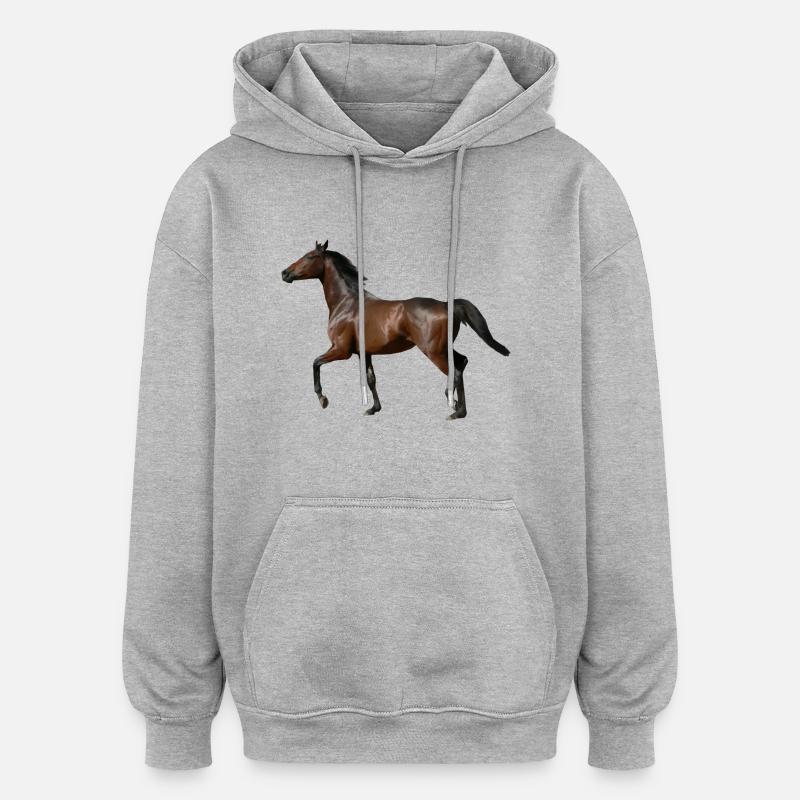 Pferd - Oversized Unisex Hoodie - Grau meliert