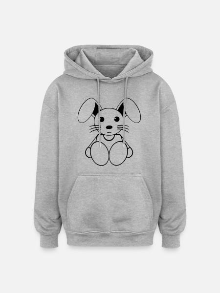 lapin - Sweat à capuche oversize unisexe - gris chiné