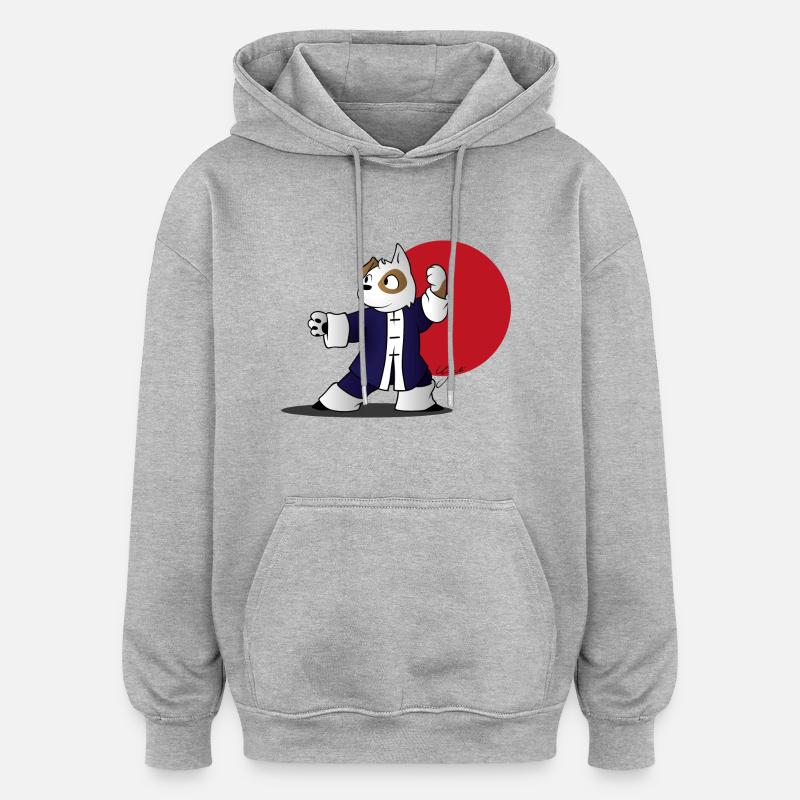 Kung Fu - Sweat à capuche oversize unisexe - gris chiné