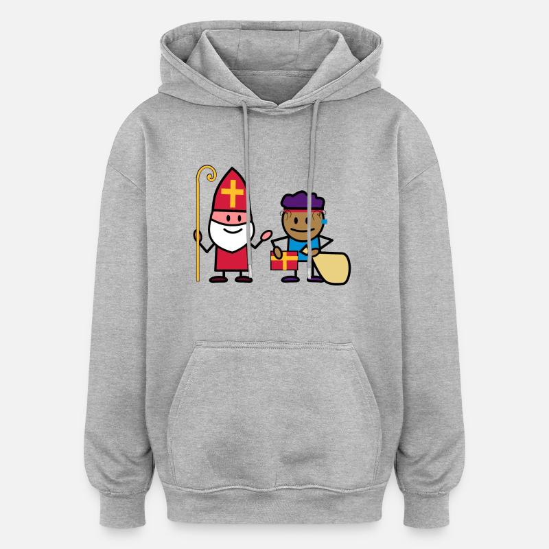 sint en piet - Sweat à capuche oversize unisexe - gris chiné