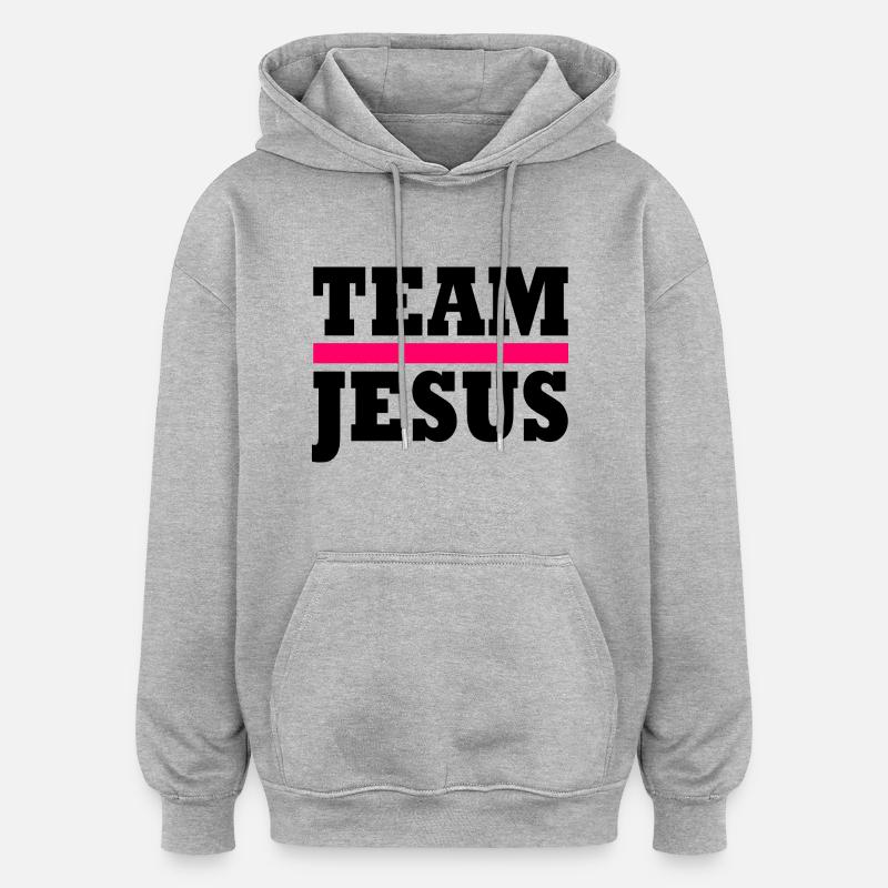 Team jesus - Sweat à capuche oversize unisexe - gris chiné