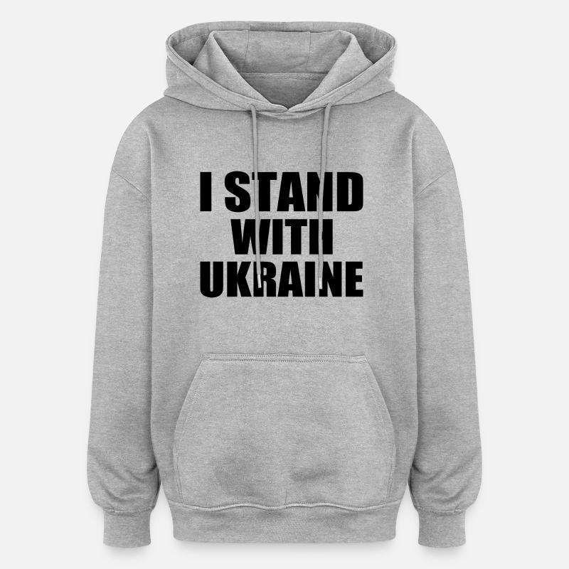 I stand with ukraine - Sweat à capuche oversize unisexe - gris chiné