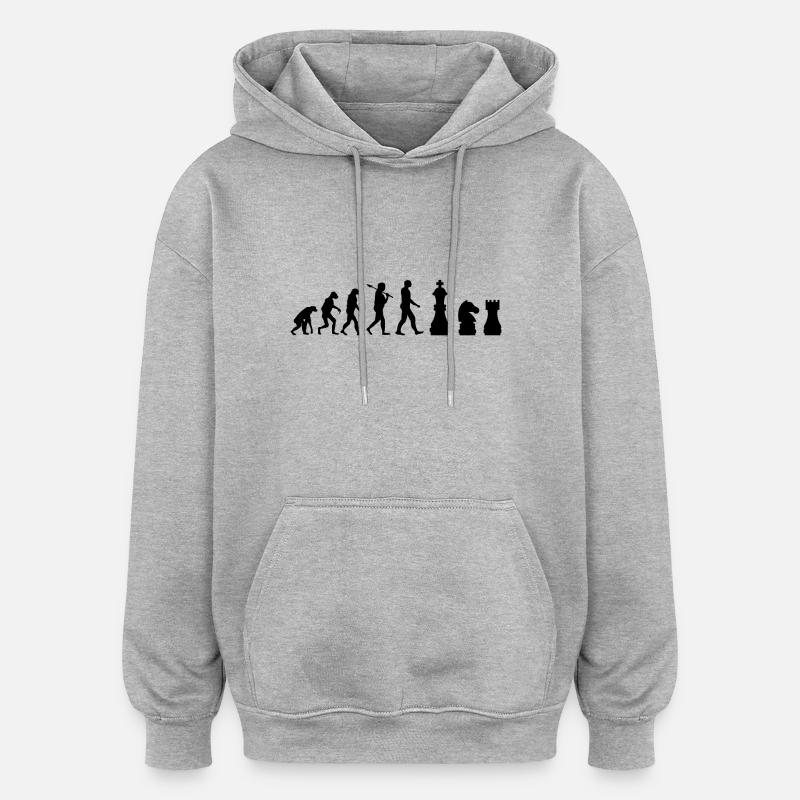 Chess pieces Evolution chess gift - Oversized Unisex Hoodie - heather grey