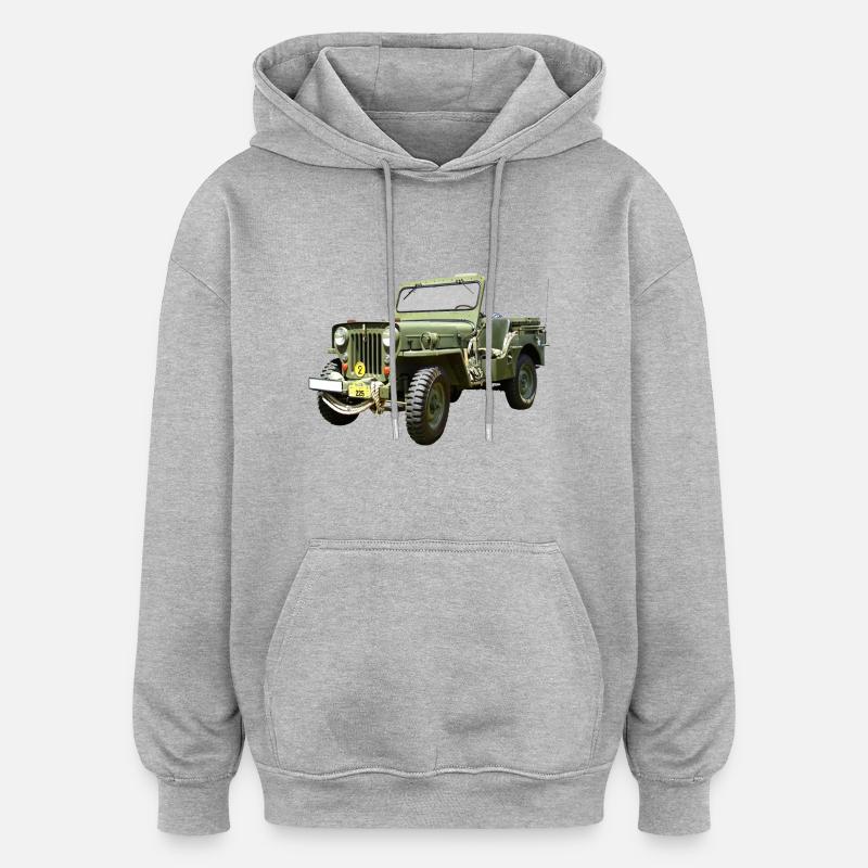 Jeep Willys Odtimer - Sweat à capuche oversize unisexe - gris chiné