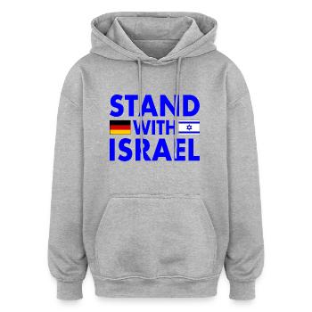 Israël - Sweat à capuche oversize unisexe - gris chiné - Devant - Noah (186cm)