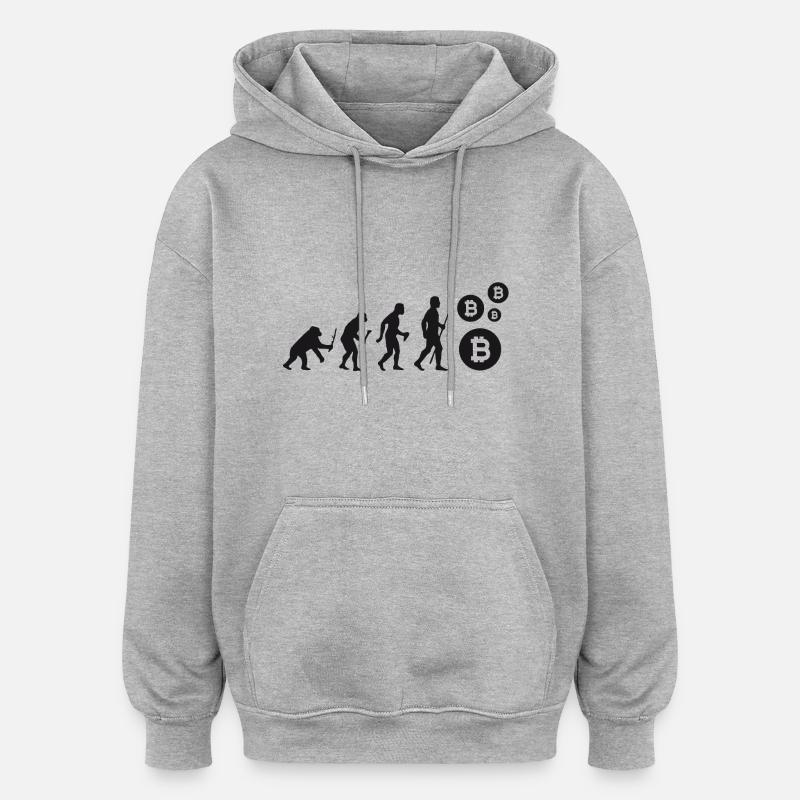 Evolution Bitcoin Bit Coin Shirt - Oversized Unisex Hoodie - heather grey