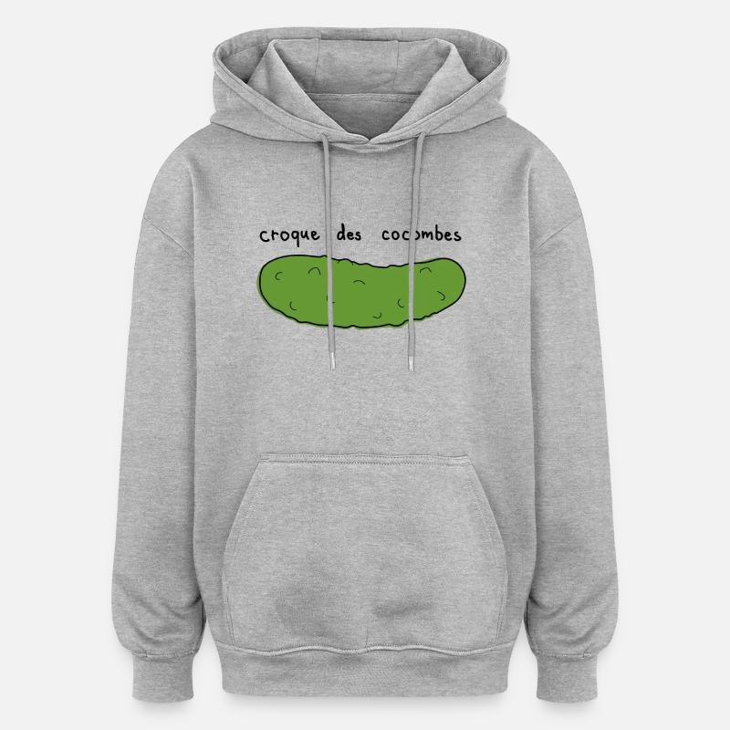 Croque des concombes - Sweat à capuche oversize unisexe - gris chiné