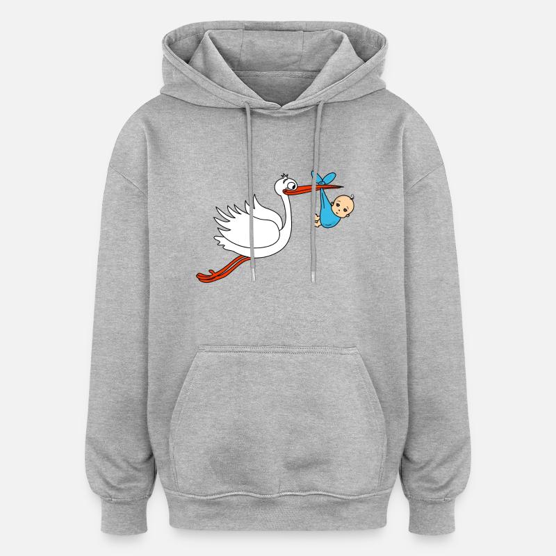 Stork Baby Boy BEBES - Sweat à capuche oversize unisexe - gris chiné