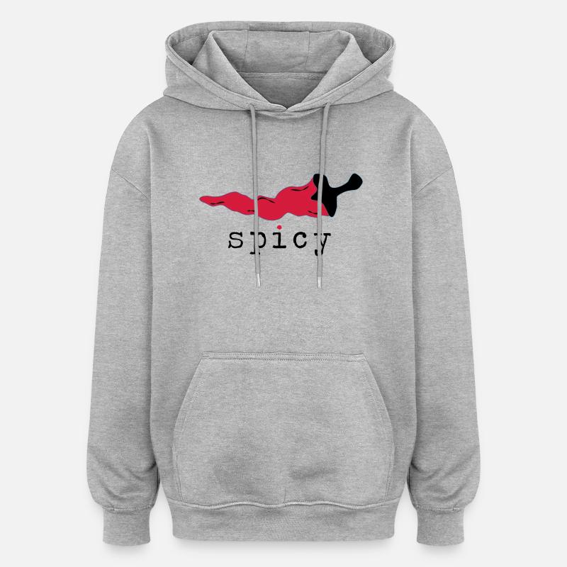 Épicé! - Sweat à capuche oversize unisexe - gris chiné