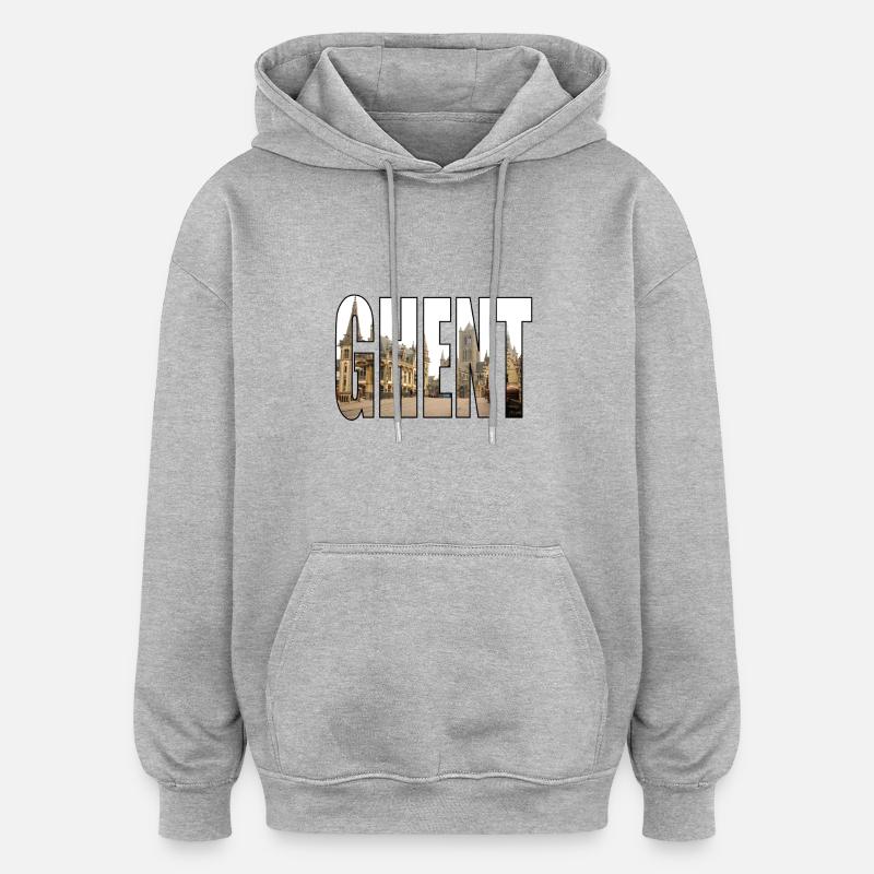 GAND Belgique - Sweat à capuche oversize unisexe - gris chiné
