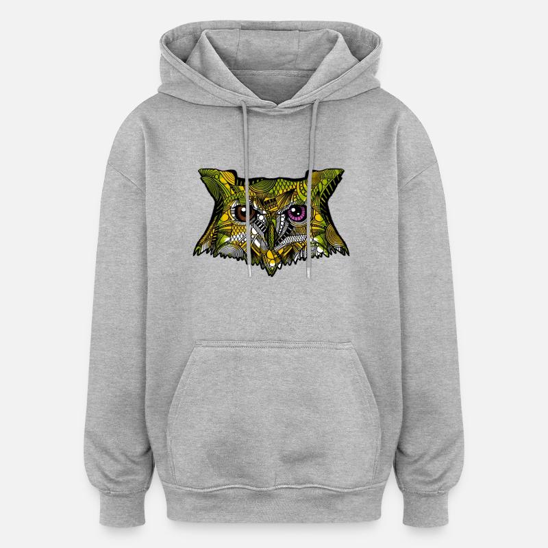 Eule - Oversized Unisex Hoodie - Grau meliert