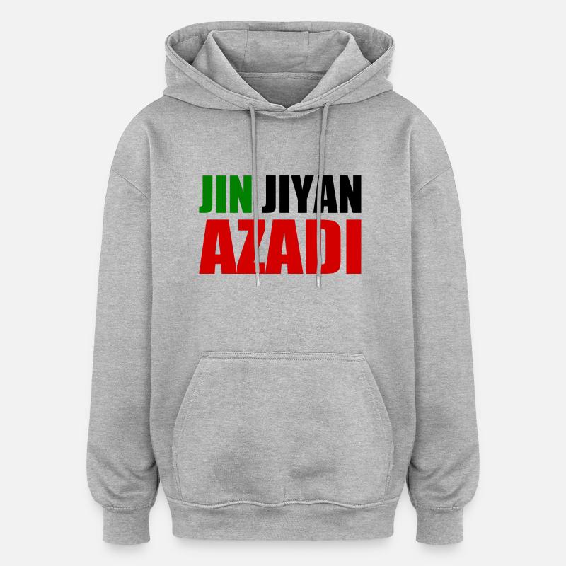 jin jiyan azadi - Sweat à capuche oversize unisexe - gris chiné