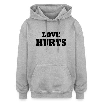 Love hurts - Oversized Unisex Hoodie - heather grey - Front - Noah (186cm)